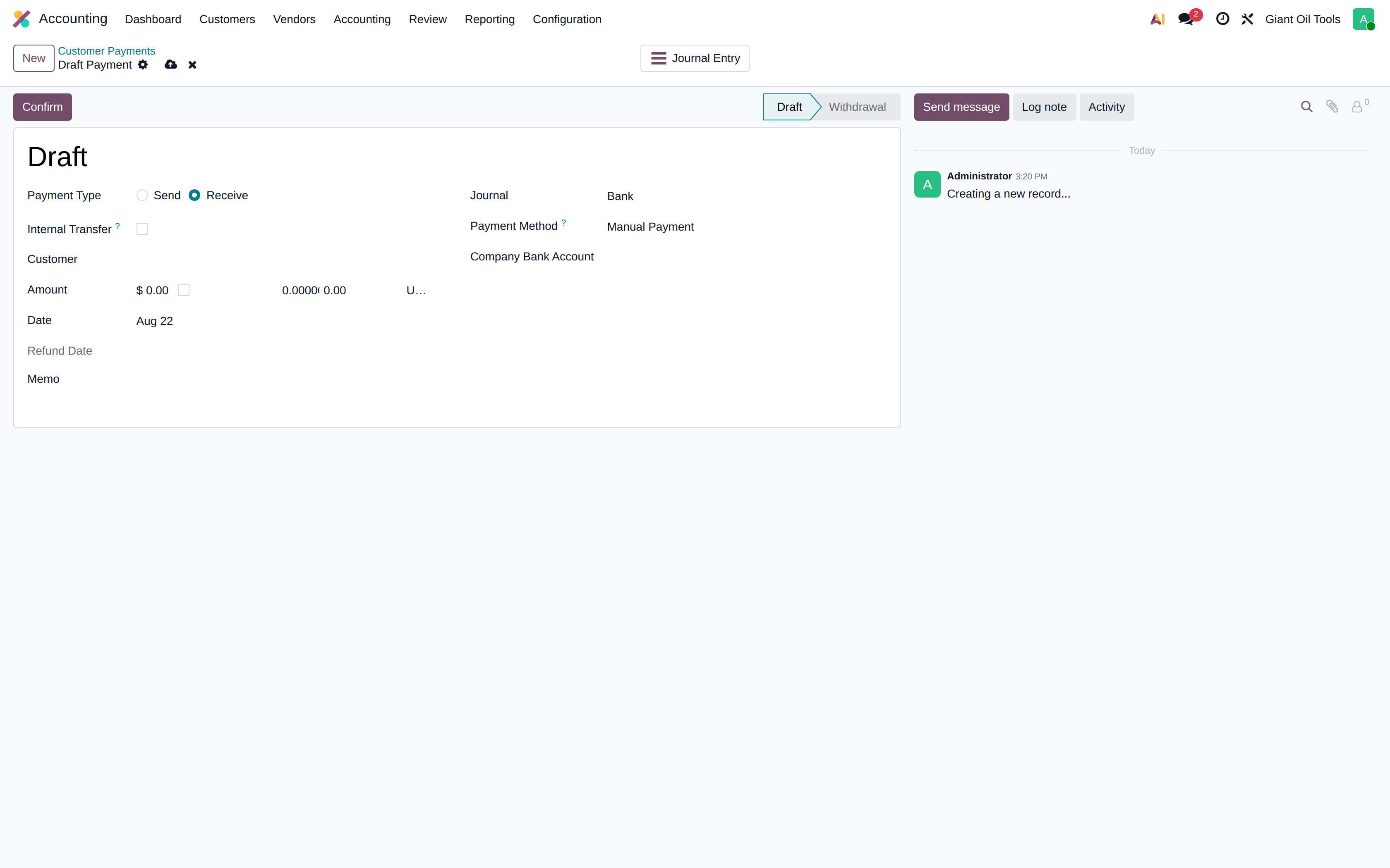 The payment form
